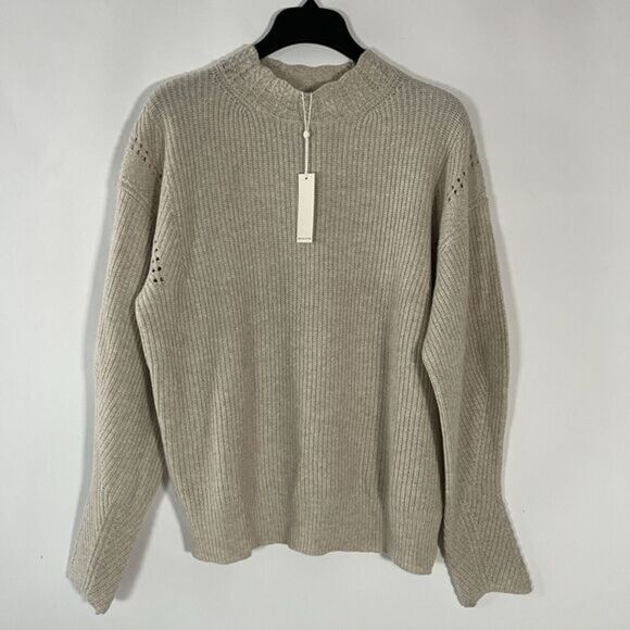 Rebecca Taylor Wool‎ Blend Sweater Scallop Neck Neutral Classic Old Money Staple - Picture 2 of 12